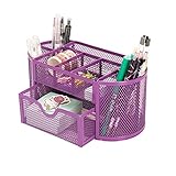 Aobopar Mesh Desk Organizer with 9 Compartments, Office Desktop Organizer with Drawer, Metal...