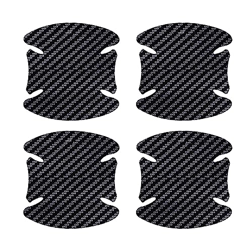 Fogfar 4 PCS Car Door Handle Stickers, Anti-Scratch Decoration, Leather Carbon Fiber Protector, Door Pull Hand Paint Protection Pad, Suitable for Most Cars (Black)