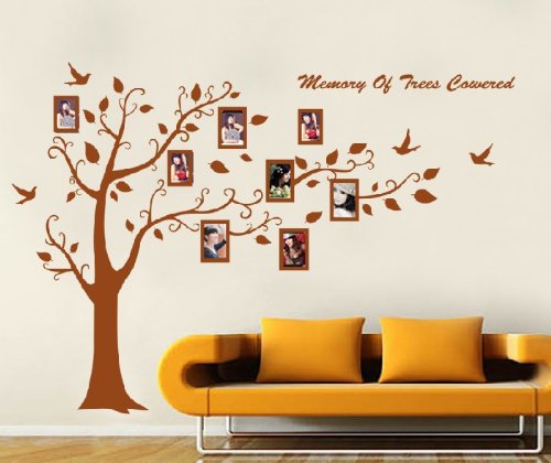 Grand sticker mural Arbre généalogique avec cadres photo Noir/marron 180cm(H)*250cm(W) marron Cover