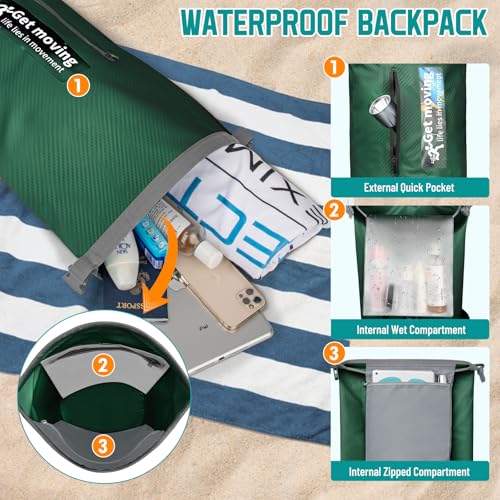 BKNOOU Bolsa Seca Impermeable para Kayak, Mochila con Roll Top para Mujer y Hombre miniatura 6