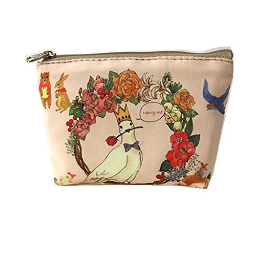 Preisvergleich Produktbild Haodou Leinwand Geldbörse Mini Geldbeutel Cartoon Tier Platz Reißverschluss Münzbörse Münzbeutel Portemonnaie Damen Madchen 13 * 10cm (Stil-D)