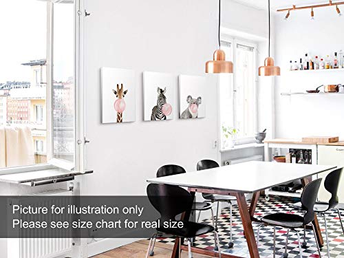 Niwo Art - Giraffe Zebra Koala, Pink Bubble Gum Animals, Canvas Wall Art Home Decor, Gallery Wrapped, Stretched, Framed Ready To Hang (16"X12"X3/4") #TOP3