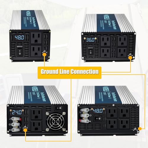 Image of WZRELB 600W Pure Sine Wave Inverter 24V DC to 110V 120V AC Power Converter with LED Display, Remote Controller, Off-Grid Power Inverter 1200W Surge for Home, RV, Truck, Camping