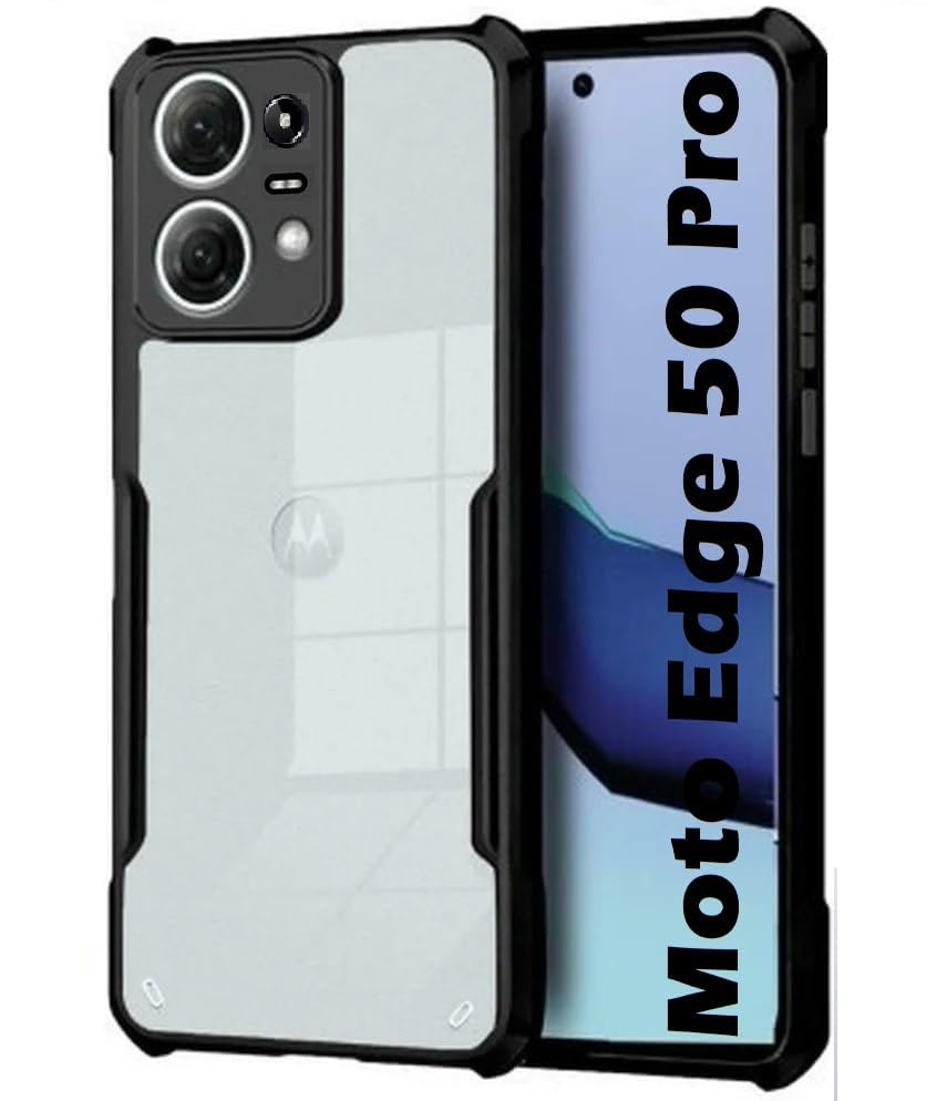 Amazon Brand - Solimo Shockproof Clear Back Cover for Motorola Moto Edge 50 Pro 5G | 360 Degree Protection | Motorola Moto Edge 50 Pro 5G Back Cover Case (PC & TPU, Black Bumper) (B0D2PY88CQ) Amazon Price History, Amazon Price Tracker