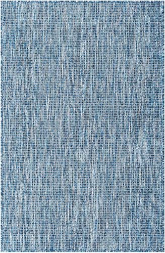 Tapete Outdoor Solid 3' 1 x 5' 3 Azul Rugs.com miniatura 3