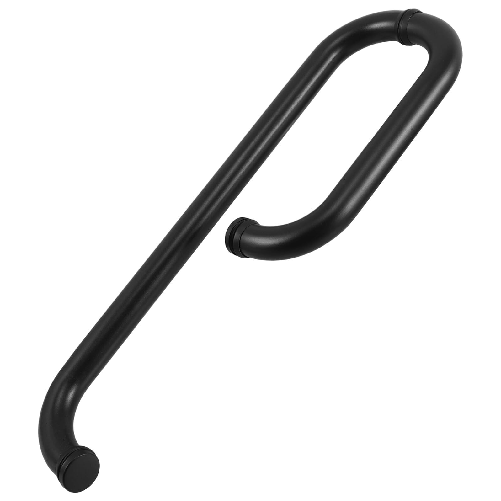 Manija de ducha en L ergonómica de acero inoxidable negro para puerta de vidrio