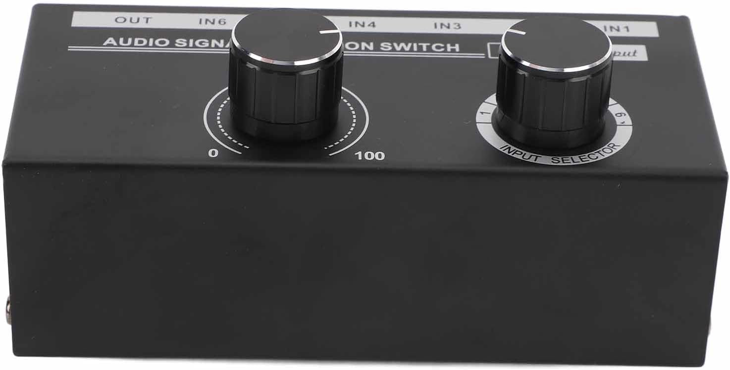 Audio Switcher Source Selector 6 Input 1 Output with Volume Adjustment 20Hz-20kHz