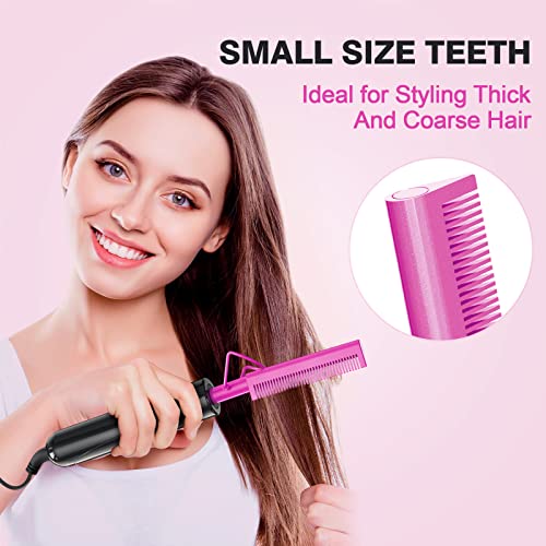 Hot Comb Hair Straightener For Wigs, Black Hair & Beard, Anti-Scald Straightening Comb With Keratin & Argan Oil Infused Teeth, Portable Straightener Brush Ceramic Press Comb #TOP2