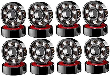 16 Pcs Ceramic Bearings High Speed Wear Resistant for Skate Skateboard Wheel, black&white&red