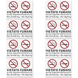 8 Adesivi VIETATO FUMARE Grandi formato cm 15x21 | No Smoking - No Vaping | Divieto di Fumo anche Sigarette Elettroniche | Con Normativa | Adesivo Resistente per Interno ed Esterno | 8 pz