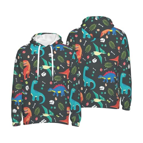 Sweat à capuche homme dinosaure pull polyester avec poche EdWal - 7