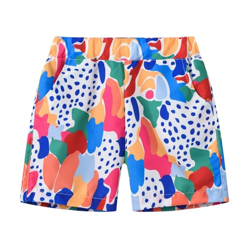 Kids Fashion Swim Trunks Summer Beach Shorts Boys Girls Cute Pull On Relaxed Fit Athletic Sports (Blue, 5-6 Years)