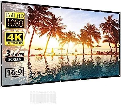 Image of 16:9 Aspect Ratio, 60 Inches Diagonal, 52X29 Inches, 1.2 Gain, Black Coated from Back Side, Supports UHD-3D-4K-8K Technology Universal Eyelets Type Foldable Anti Crease Projector Screen#5