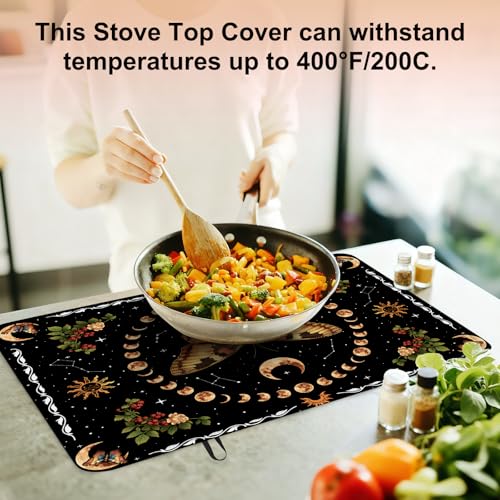 Image of Butterfly Stove Top Cover for Electric Stove, Boho Aesthetic Heat Resistant Rubber Mat for Glass Cooktops, Flat RV Range Stovetop Protector, Dish Drying Mat for Kitchen, 28 inchx20 inch