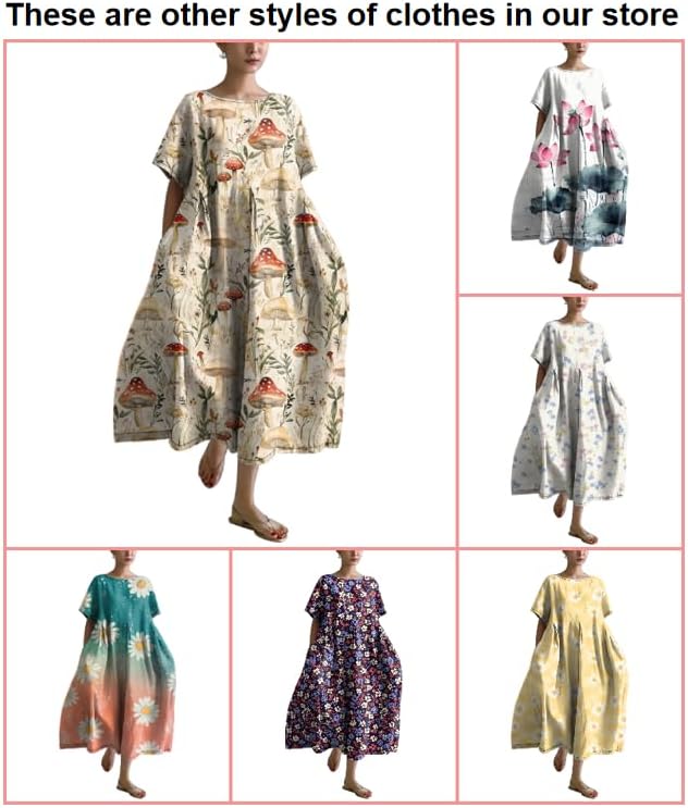 MARSVOVO Maxi Dresse for Women Short Sleeve Cute Funny Animal Theme Print Unique A-line Flowy Swing Casual Outdoor Dress - Image 4