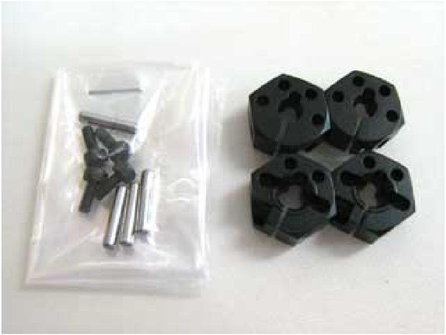 Square Aluminum Clamp Hex Wheel Hub (for Tamiya TT-01 02), 0.2 inch (6 mm) Wide, Black