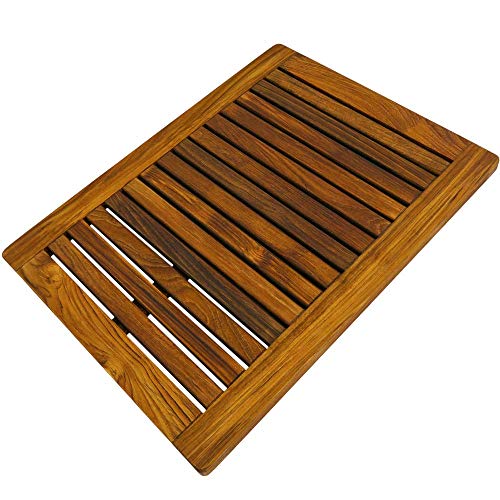 PrimeMatik - Tarima para Ducha y baño Rectangular 60 x 45 cm de Madera de Teca certificada