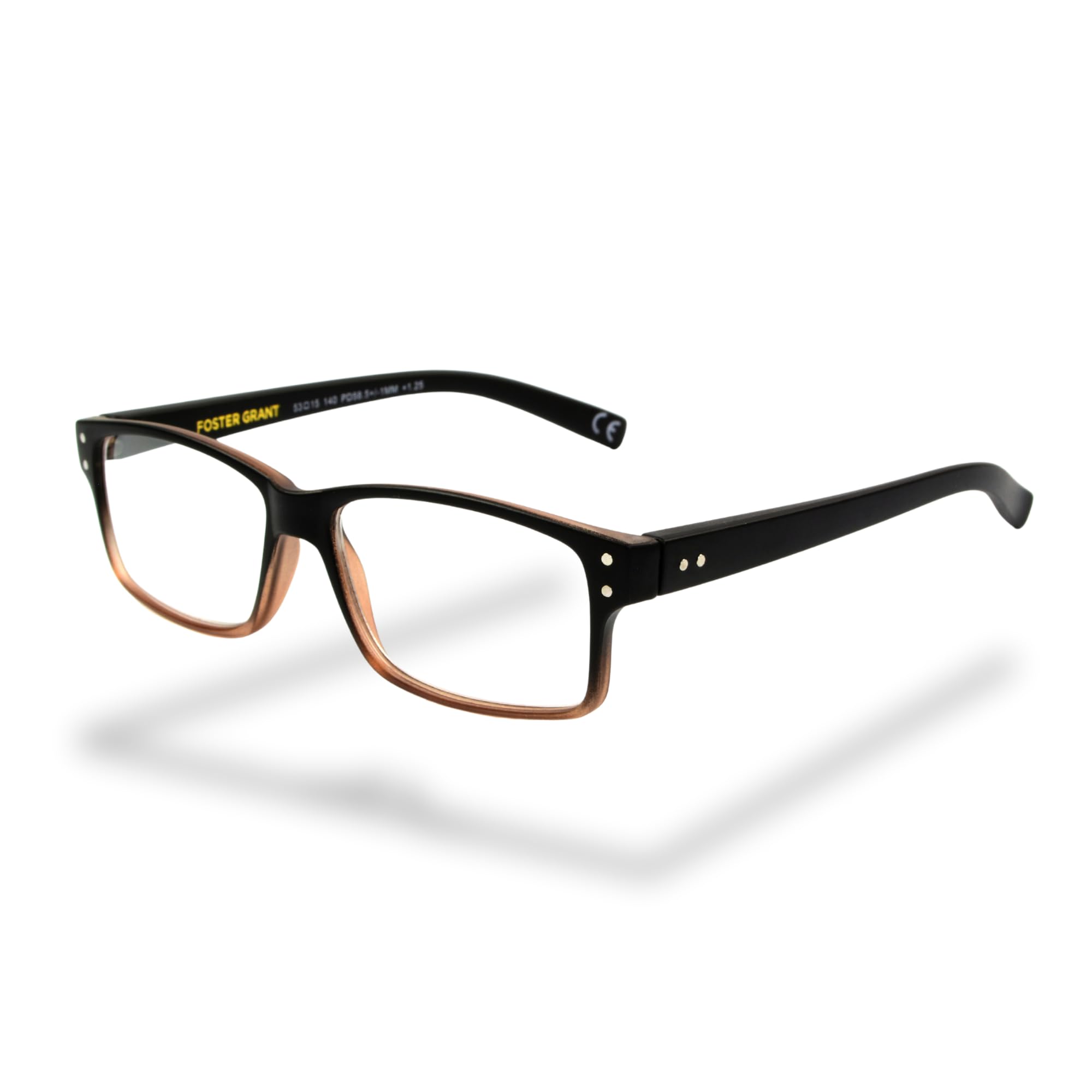 Foster Grant Thames Reading Glasses for Men +1.00 – Rectangular TR90 Frame with Spring Hinges, Scratch-Resistant Lenses & Protective Case