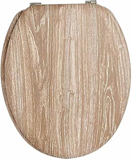 wilko Oak Print Toilet Seat, Made from Moulded Wood, Fits Most Standard UK Toilets, Fittings Included, 45 x 36.7cm