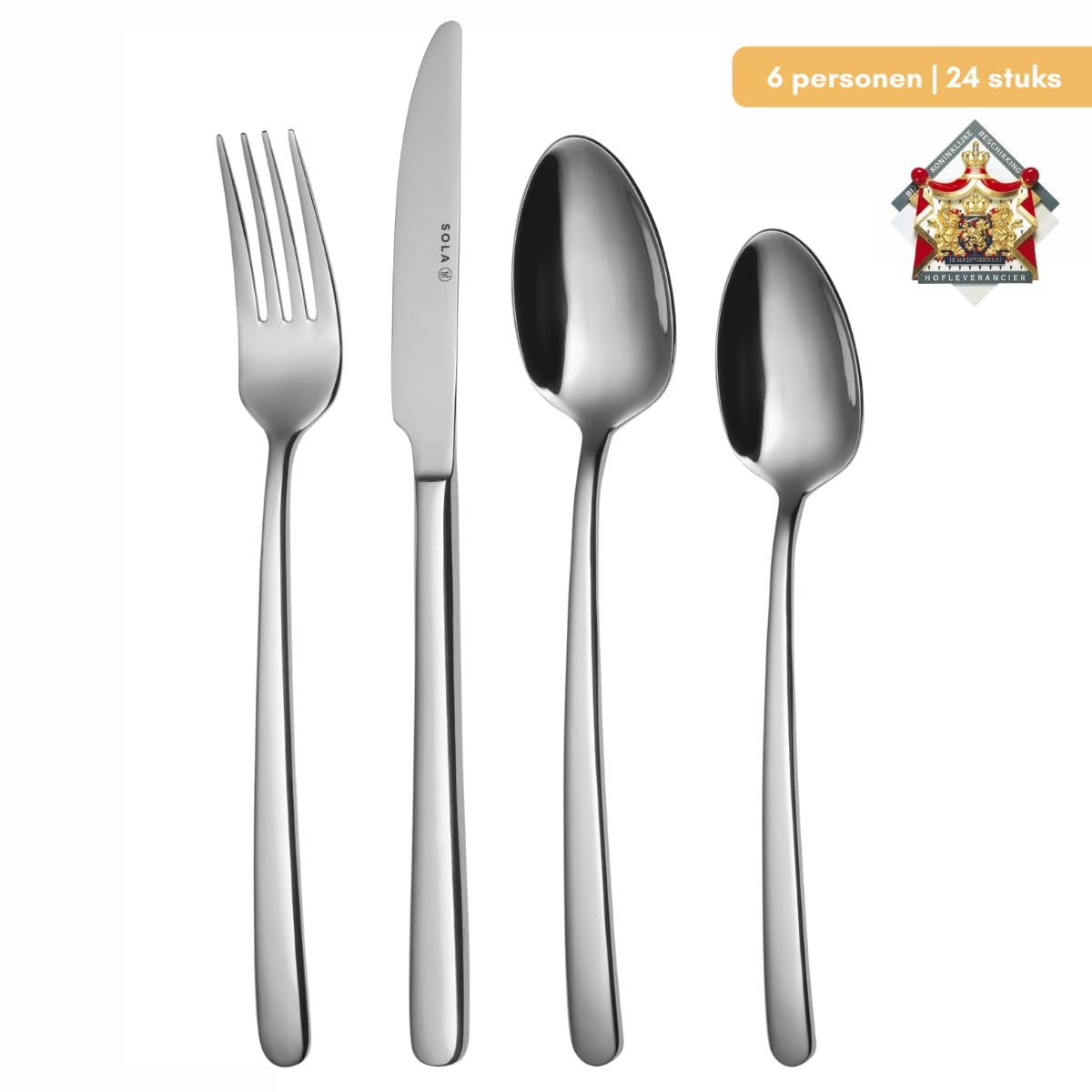 Sola Juego de Cubiertos Danubio - 6 personas - 24 piezas - Acero inoxidable de alta calidad
