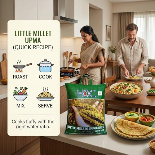 Image of HDC Siridhanya Unpolished Little Millet | Gluten free | whole grain | Plant based Protein | Net Wt 4700 g | Sourced from Andhra Pradesh, India