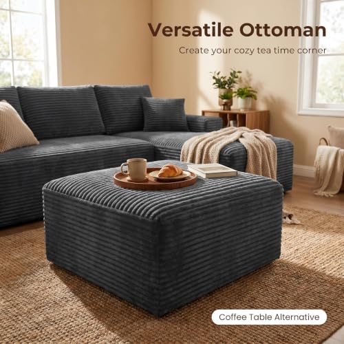 Image of Modular Cloud Sectional Sofa, Oversized Corduroy Boneless Couch | Luxury Comfort, Deep Seat, Couches for Living Room and Apartment, No Assembly Required
