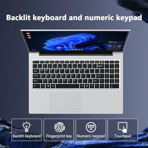 Image of Laptop Gaming,with Backlit Keyboard-Core Laptop i3 (2C /4T, Up to 3.2GHz), 12GB DDR4 RAM+512GB NVMe SSD, 15.6 inch FHD IPS 180 Viewing Angle, WiFi&Bluetooth-Aluminum Portable Laptop Computer-Metallic Grey