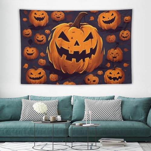 Tenture murale citrouille Halloween tissu léger vintage pour habiller un grand mur