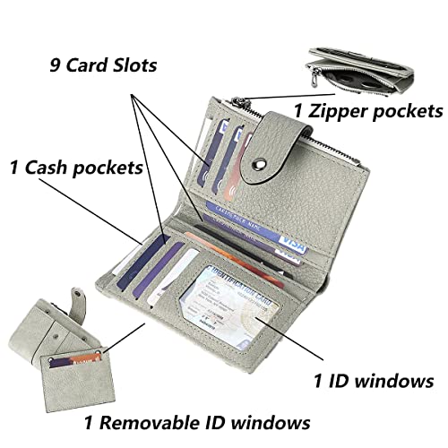 Image of Leather Small Wallet for Women, RFID Blocking Ladies Mini Purse with ID Window