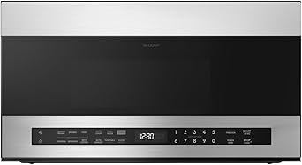 SHARP SMO1759JS Smart Over the Range Microwave Oven with 13.6" Carousel Turntable, 30-inch, 1.7 Cubic Feet, 1,000 Watt, 300CFM Fan, Sensor Cooking, Compatible with Alexa, Edge to Edge Black Glass