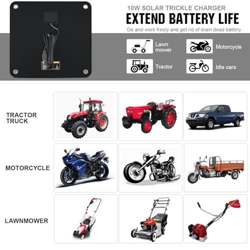 Image of ECO-WORTHY 10W Solar Car Battery Charger Maintainer 12V Waterproof Portable Solar Trickle Charger for Car Truck Boat Lawn Mower RV Trailer Tractor ATV Utility Vehicle Battery (Pack of 2)