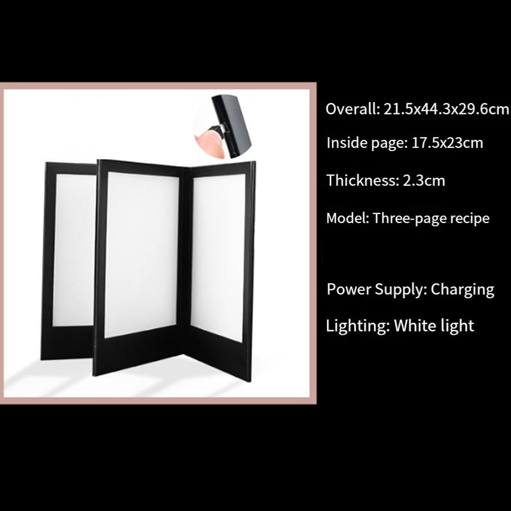 Wuden Rechargeable LED Light Menu Book PU Leather Display Book Night Club Restaurants Beer Bar Shop Cafe Two Pages