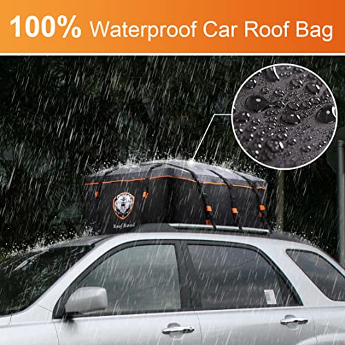 Waterproof 15 Cubic Feet Rooftop Cargo Carrier Pro - Heavy Duty Roof Top Luggage Storage Bag With Anti-Slip Mat + 10 Reinforced Straps + Door Hooks - Perfect For Car, Truck, Suv With/Without Rack #TOP6