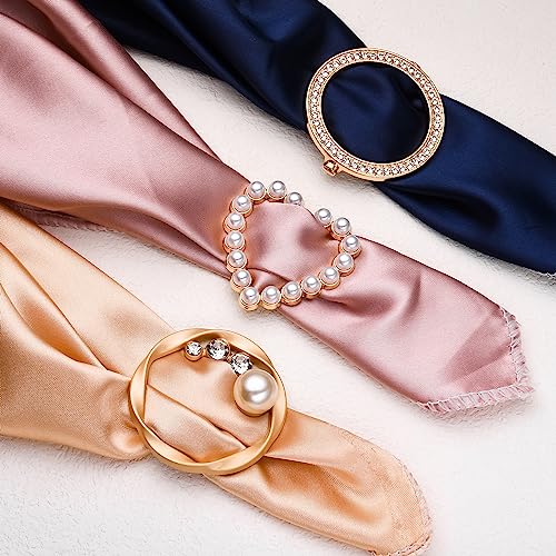 Plikin 6PCS Pearl Butterfly Camellia Scarf Ring Buckles for Women Camellia Scarf Buckles3