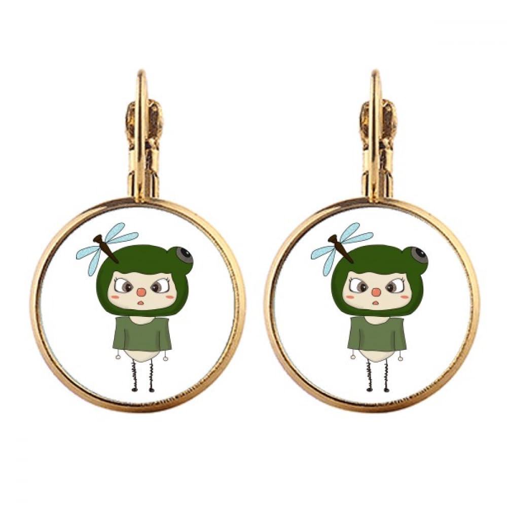 Boucles d'oreilles pendantes à clip d'exception ornées d'une mouche verte