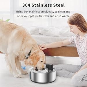   Stainless-Steel-Dog-Water-Fountain-7L18G236oz-Pet-Water-Fountain-for-Large-Dogs-Multi-Cats-Dog-Water-Bowl-Dispenser-with-Quiet-Water-Pump-and-3-Replacement-Filters-primary-7L