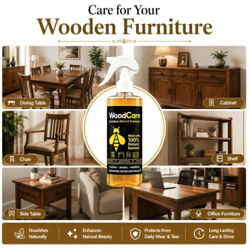 Image of Beeswax Furniture Polish Spray | Natural Wood Polish & Cleaner | Restores Shine & Protects Wooden Furniture, Tables, Chairs, Doors, Cabinets & Wood Surfaces (PACK OF 1) (WOOD CARE PACK OF 1)