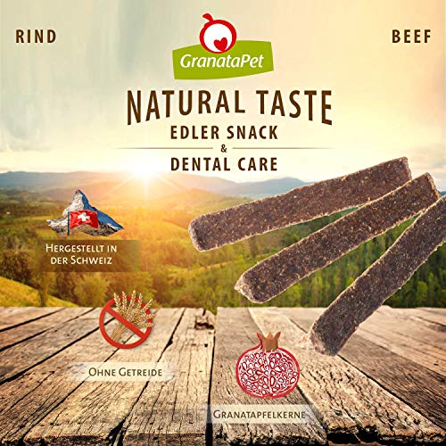 GranataPet Natural Taste Edler Snack Rind Zahnpflege, Hundeleckerli ohne Getreide & ohne Zuckerzusätze, Belohnung für zwischendurch, schmackhafter Hundesnack, 70 g