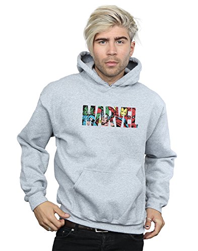 Image of Marvel Comics Men's Logo Character Infill Hoodie Sport Grey Large