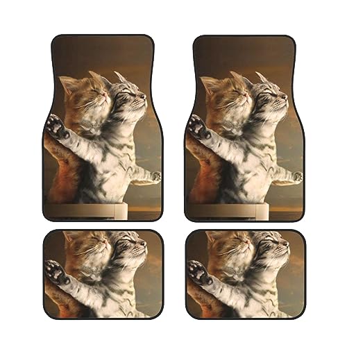 Tapis de sol en caoutchouc Flying Cats pour voiture et SUV, lot de 4 pièces toutes saisons