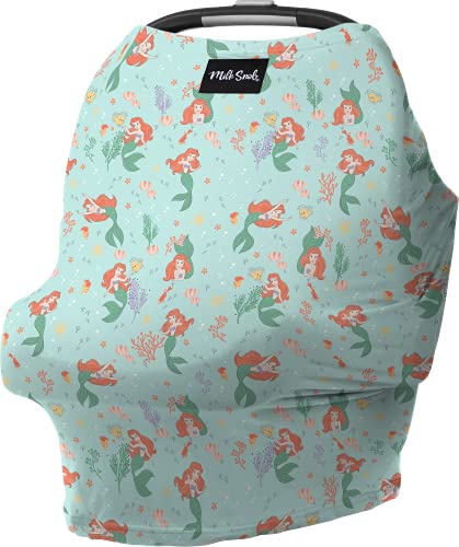 Image of Milk Snob Original Disney 5-in-1 Cover The Little Mermaid, Added Privacy for Breastfeeding, Baby Car Seat, Carrier, Stroller, High Chair, Shopping Cart, Lounger Canopy, Newborn Essentials, Nursing Top