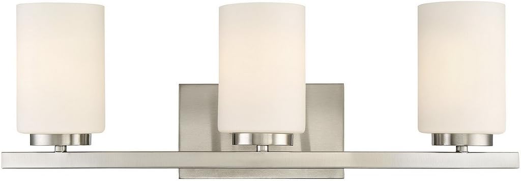 3-Light Etched Industrial Bath Bar in Brushed Nickel