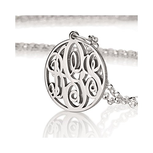 Personalized Monogram 3-Initial Round Necklace - Custom Made 925 Sterling Silver Pendant For Girls & Women #TOP3