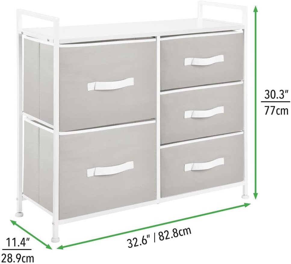 Buy 1 get 1 mDesign Storage Dresser Furniture Unit - Large Standing Organizer Chest for Bedroom, Office, Living Room, and Closet - 5 Drawer Removable Fabric Bins - Stone Gray/White Promo Discount Up To 70% Off mDesign Storage Dresser Furniture Unit - Large Standing Organizer Chest for Bedroom, Office, Living Room, and Closet - 5 Drawer Removable Fabric Bins - Stone Gray/White
