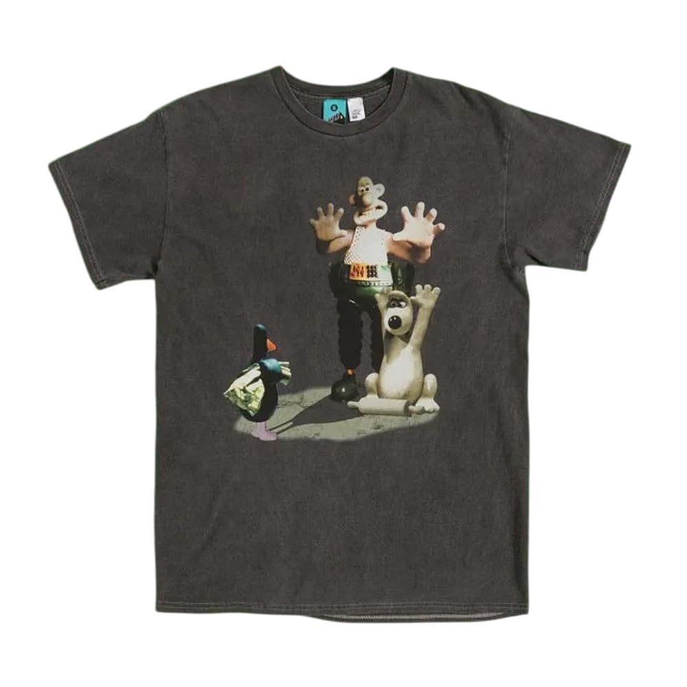 TruffleShuffle Wallace and Gromit Feathers Hold Up Vintage Wash Charcoal T Shirt
