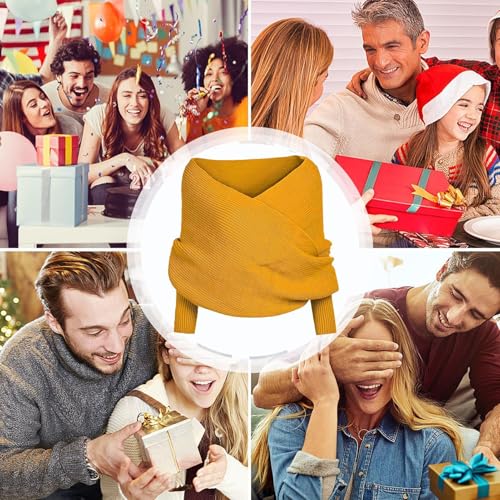 Bufanda tejida de diseño exclusivo con mangas envolventes para mujer 4