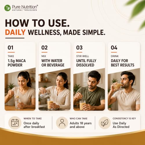 Image of Pure Nutrition Peruvian Maca Root Powder 100g | Maca Root Powder Organic | Single Ingredient Superfood for Daily Wellness, Vitality & Stamina | Maca Powder