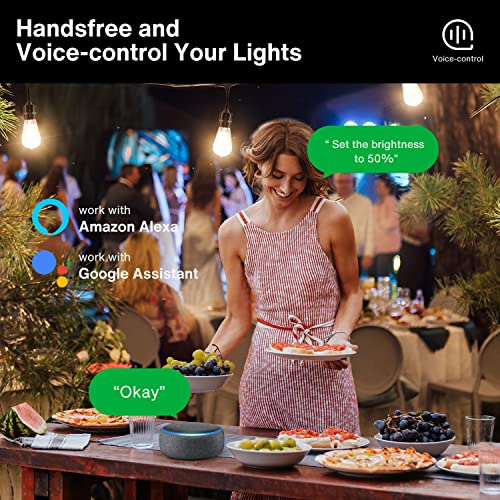 Lintem Smart Outdoor String Lights, 53Ft Shatterproof Dimmable Patio Lights Ip65 Waterproof 15 Replaceable Bulbs 2700K Vintage Edison Lights Work With Alexa Google Assistant For Backyard Party Balcony #TOP2