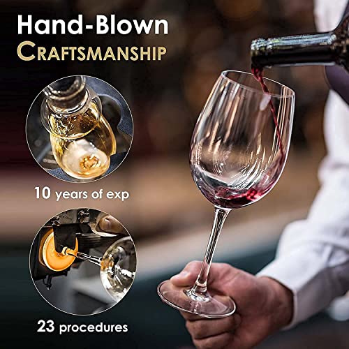 Image of Italian Style Classic White or Red Wine Glasses 380 ml Premium Crystal Clear Diamond Cut Glass | Perfect for Cocktail, Brandy, Mocktail, Champagne Set of 6 (p. Wine Glass$,., 6)
