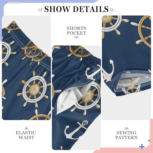 Pajama Pants Lounge Sleep PJ Bottoms Sleepwear Elastic Waist Drawstring S Yellow Rudder Anchor4